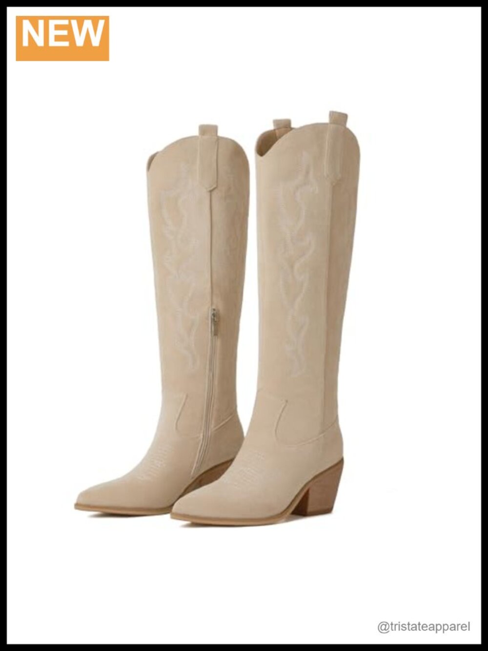 Cowboy Boots Women Knee High Cowgirl Embroidered Chunky Heel Snip Toe Western